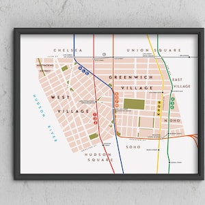 Greenwich Village / West Village Neighborhood Map Print, Manhattan, New York City