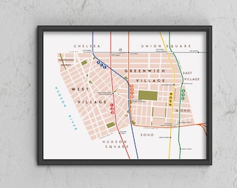 Greenwich Village / West Village Neighborhood Map Print, Manhattan, New York City