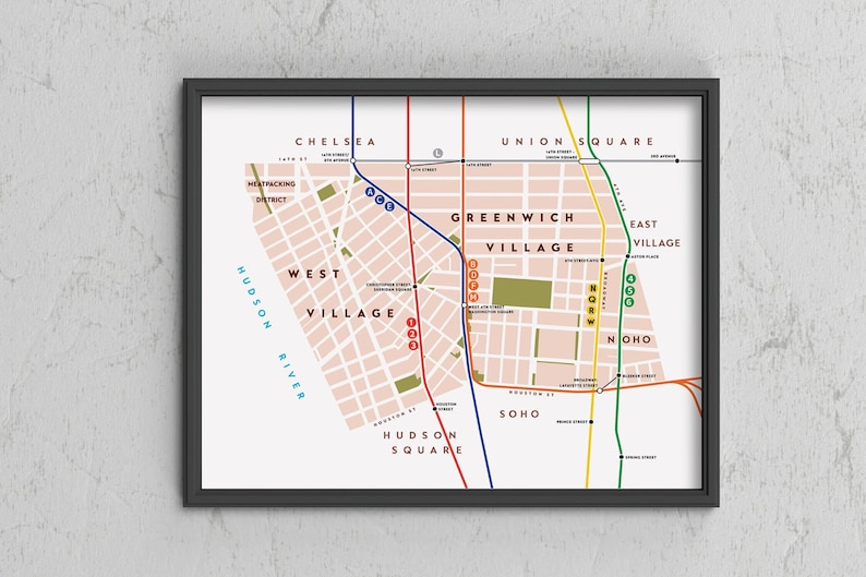 Greenwich Village / West Village Neighborhood Map Print, Manhattan, New ...