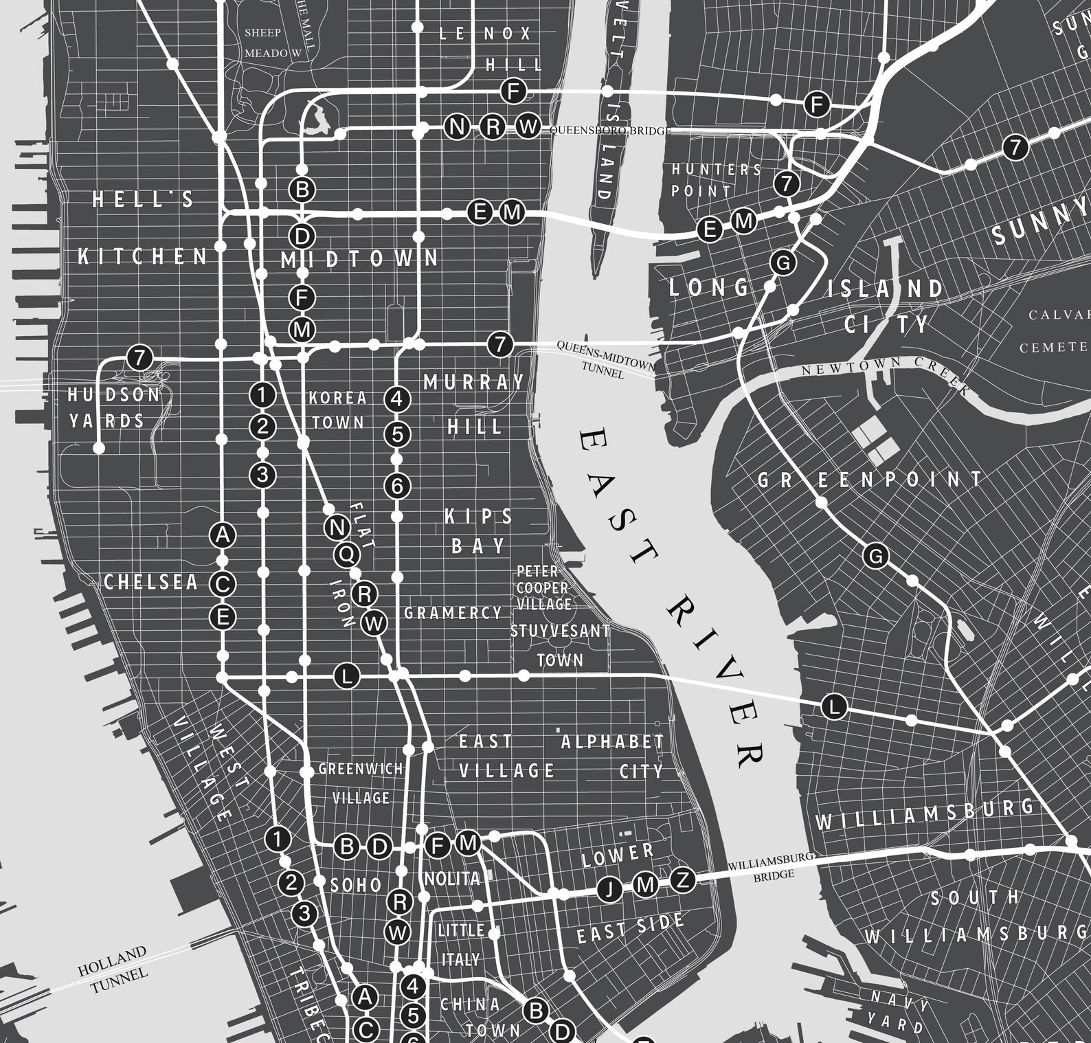 Detailed New York City Neighborhoods Map Print - Etsy