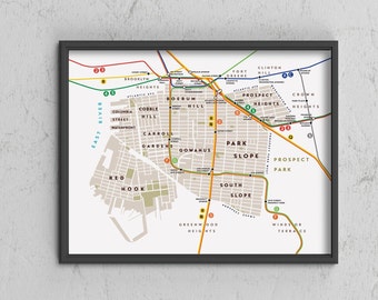 Brooklyn Neighborhood Map Print: Park Slope, Cobble Hill, Carroll Gardens