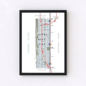 Impression du plan du quartier de l'Upper West Side, Manhattan, New York