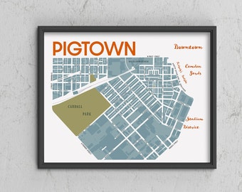 Pigtown / Washington Village Neighborhood Map Print, Baltimore, Maryland
