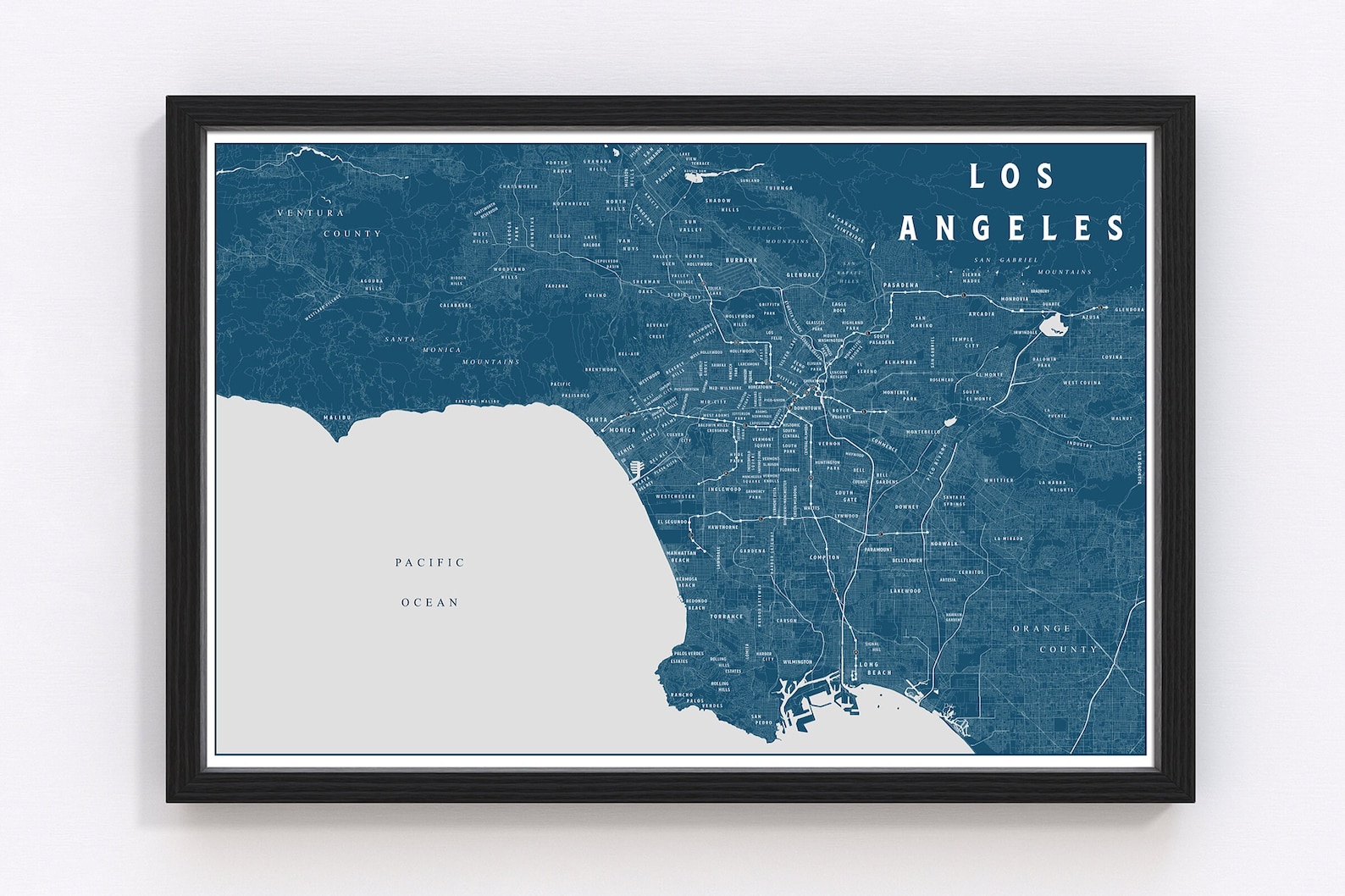 Detailed Los Angeles Neighborhoods Map - Etsy