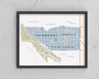 Fairmount / Spring Garden / Francisville Neighborhood Map, Philadelphia, Pennsylvania