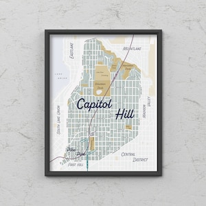 Capitol Hill / Pike-Pine Stadtplan Druck, Seattle, Washington