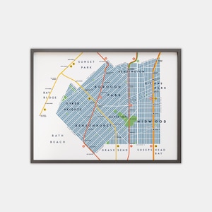 Brooklyn Neighborhoods Map Print: Borough Park, Bensonhurst, Dyker Heights