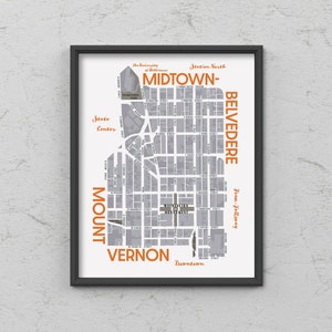 Mount Vernon / Midtown-Belvedere Neighborhood Map Print, Baltimore, Maryland