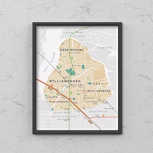 Williamsburg / Greenpoint / East Williamsburg Neighborhood Map Print, Brooklyn, New York