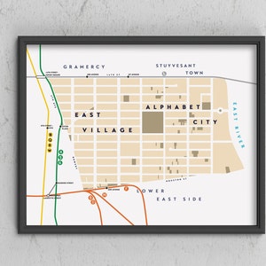 East Village / Alphabet Stadtplan Poster, Manhattan, New York City