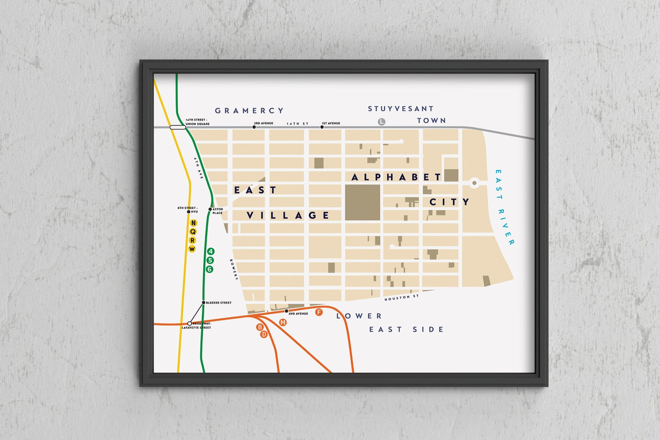 East Village / Alphabet City Neighborhood Map Print