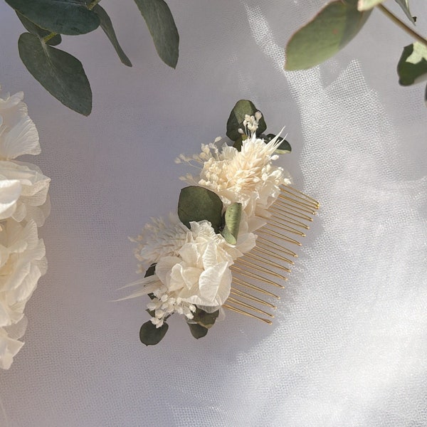 Peigne COTTAGE en fleurs séchées - accessoires coiffure mariage - peigne fleuri champêtre - peigne pour mariée, demoiselle d’honneur