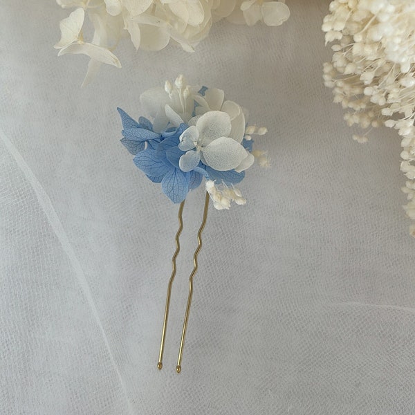 Épingle à cheveux AZUR en fleurs séchées - Épingle à cheveux florale pour mariage - Pic à cheveux pour chignon de mariée