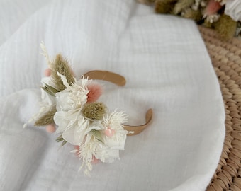 Bracelet jonc PROVENCE en fleurs séchées et stabilisées - accessoire pour mariée, demoiselle d’honneur - bracelet jonc roses éternelles