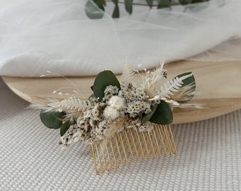 Peigne BRIDGET en fleurs séchées - accessoires coiffure mariage - peigne fleuri champêtre - peigne pour mariée, demoiselle d’honneur