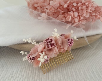 Peigne DAISY en fleurs séchées - peigne hortensia stabilisé - accessoire coiffure mariage - peigne pour mariée, demoiselle d’honneur