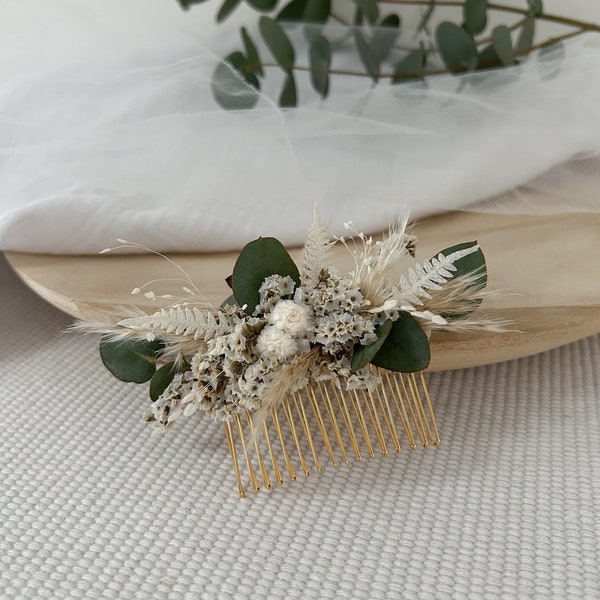 Peigne BRIDGET en fleurs séchées - accessoires coiffure mariage - peigne fleuri champêtre - peigne pour mariée, demoiselle d’honneur
