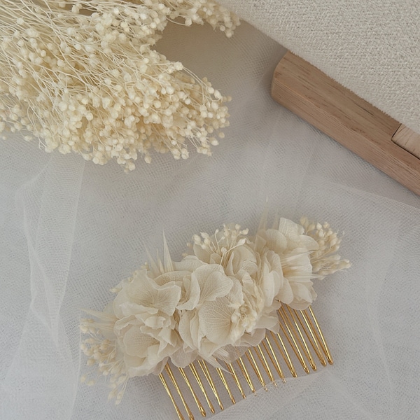 ISALYS comb in dried flowers - wedding hair accessories - boho floral comb - comb for bride, bridesmaid