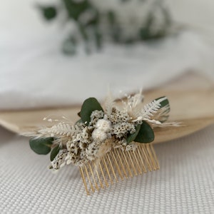 Peigne BRIDGET en fleurs séchées accessoires coiffure mariage peigne fleuri champêtre peigne pour mariée, demoiselle dhonneur image 3