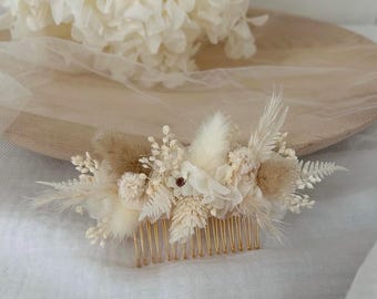 Peigne LISE en fleurs séchées - accessoires coiffure mariage - peigne fleuri bohème - peigne pour mariée, demoiselle d’honneur