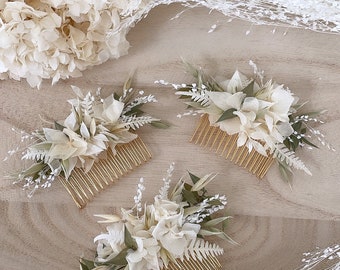 Pettine PROVENCE in fiori secchi - accessori per capelli da sposa - pettine fiori country - pettine per sposa, damigella