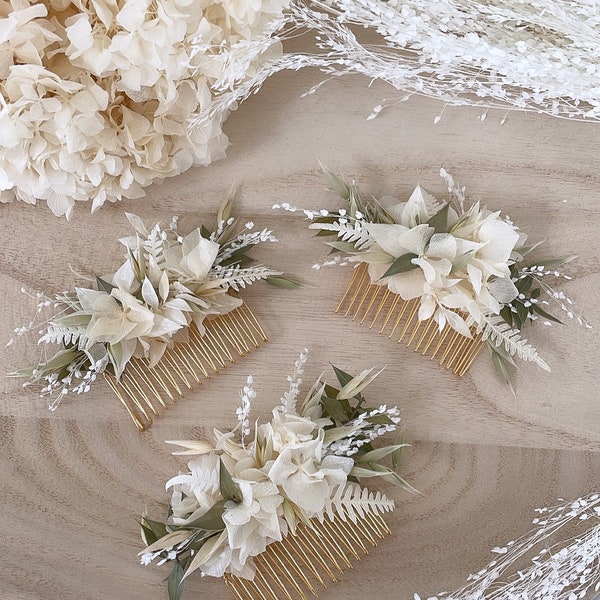 Peigne PROVENCE en fleurs séchées - accessoires coiffure mariage - peigne fleuri champêtre - peigne pour mariée, demoiselle d’honneur