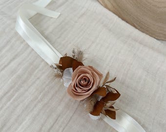 Pulsera floral CANELA - pulsera elaborada con flores secas y estabilizadas - pulsera de boda, novia, damas de honor