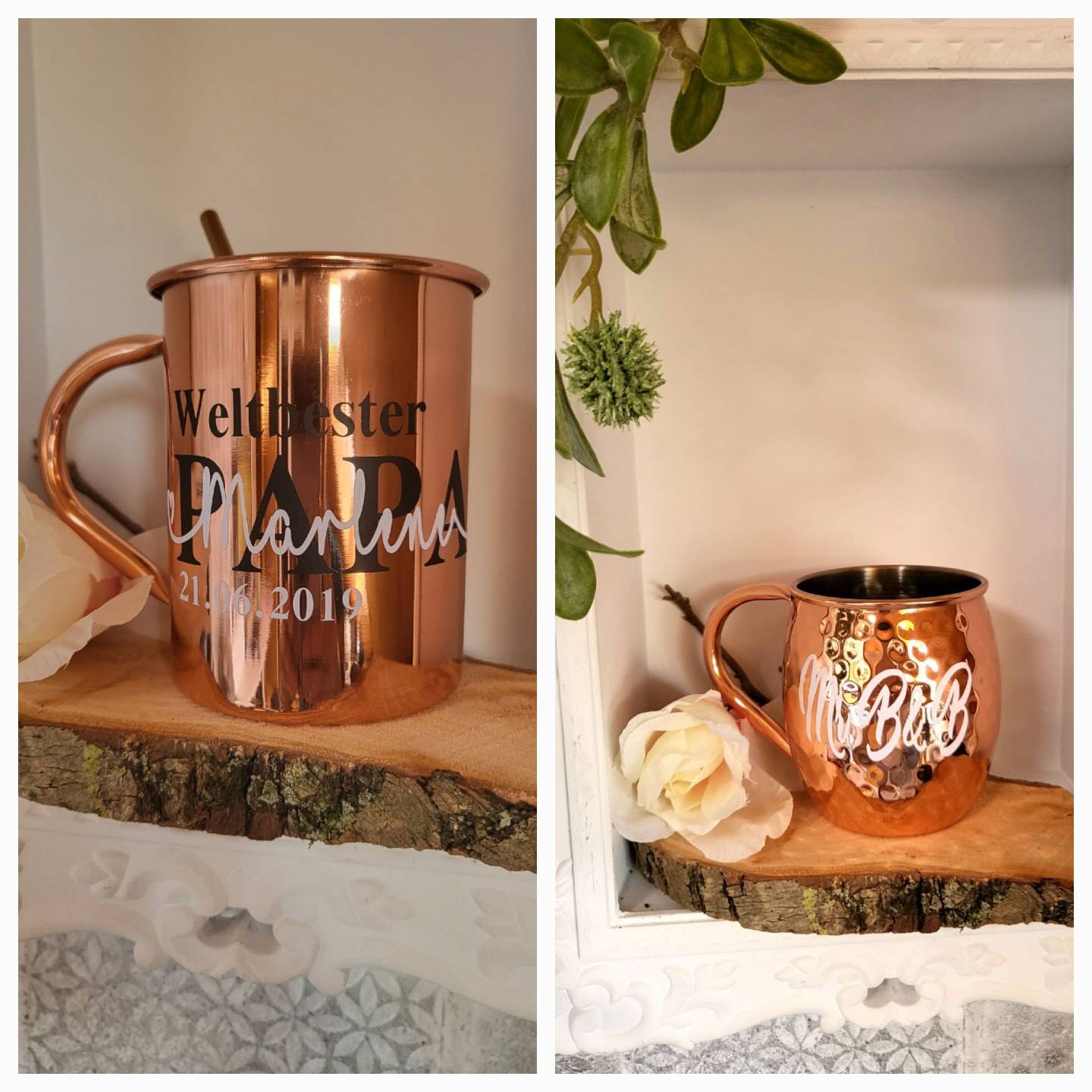 Personalized Anniversary Core 16 oz Moscow Mule Cup with Smooth Copper Finish 