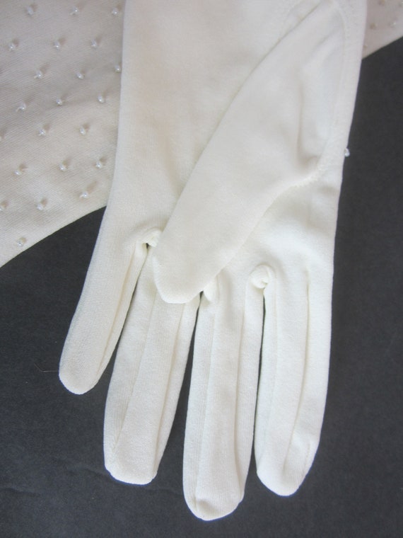 Vintage Victorian White Opera Tea Gloves Seed Pearl /… Gem