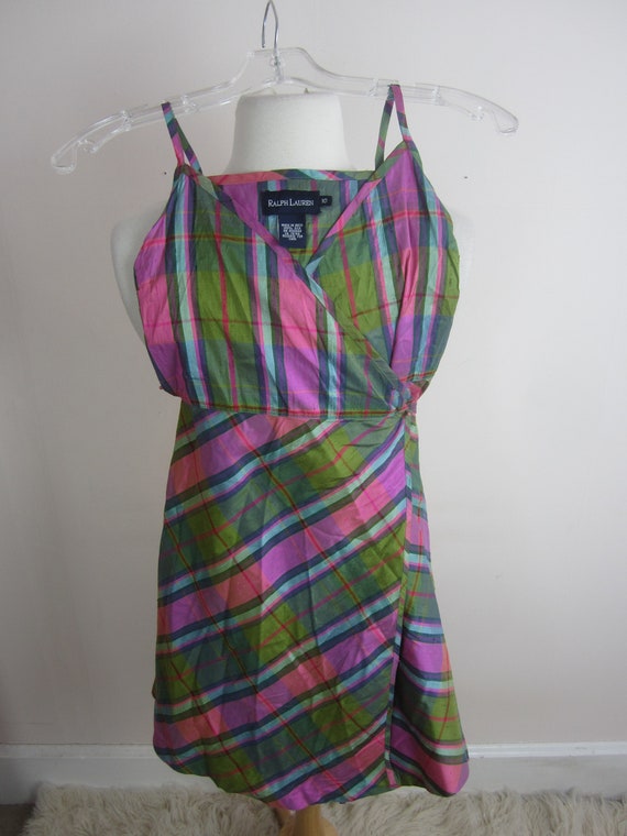Vintage 90s Youth Girls RALPH LAUREN Silk Wrap Dress Plaid - Etsy