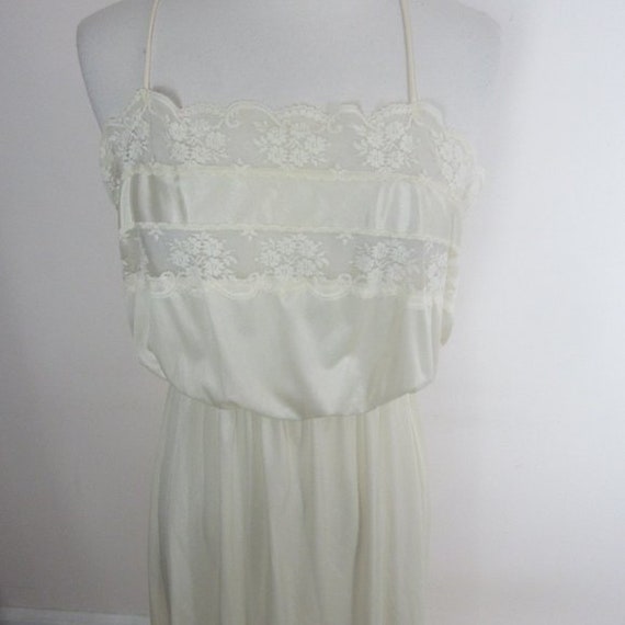 Vintage 40's Slip Dress Nightgown Ivory Blouson "… - image 6
