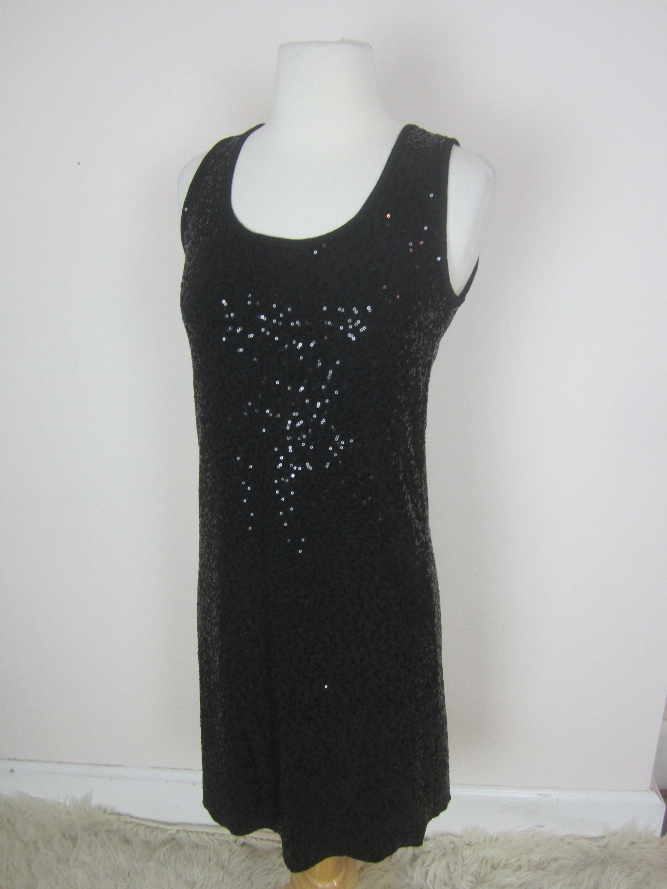 Vintage Black Flapper Sequins Cocktail Tank Dress Women's S Party Occasion Dress Vintage Black Flapper Sequins Cocktail Tank Dress Women's S Party Occasion Dress