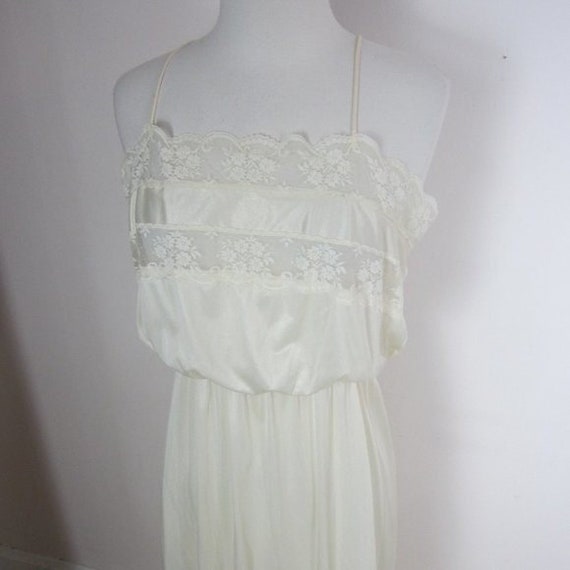 Vintage 40's Slip Dress Nightgown Ivory Blouson "… - image 1