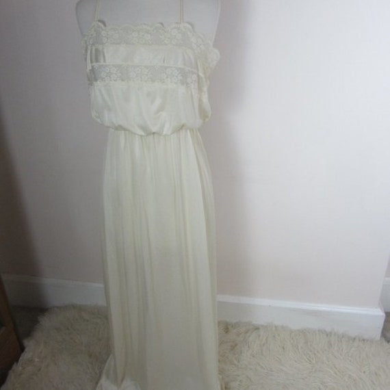 Vintage 40's Slip Dress Nightgown Ivory Blouson "… - image 2