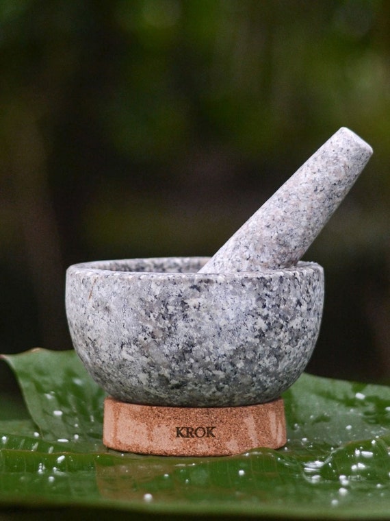 Granite Mortar and Pestle Handcrafted in Thailand 