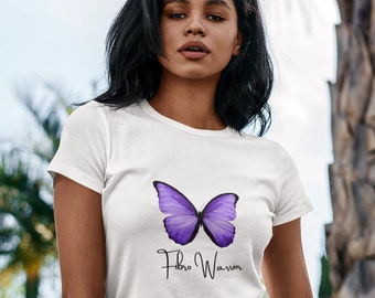 Camiseta de guerrero de la fibromialgia: Mariposa morada, concienciación sobre la discapacidad oculta