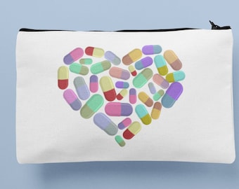 Medication Pouch Bag With Pills In The Shape Of A Heart - Pill bag - Tablet container - Medical bag - Fun medicine bag