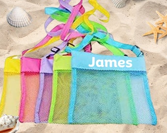 Personalised Mesh Beach Bags - Shell collecting - Kids Holiday accessories - Vacation bag