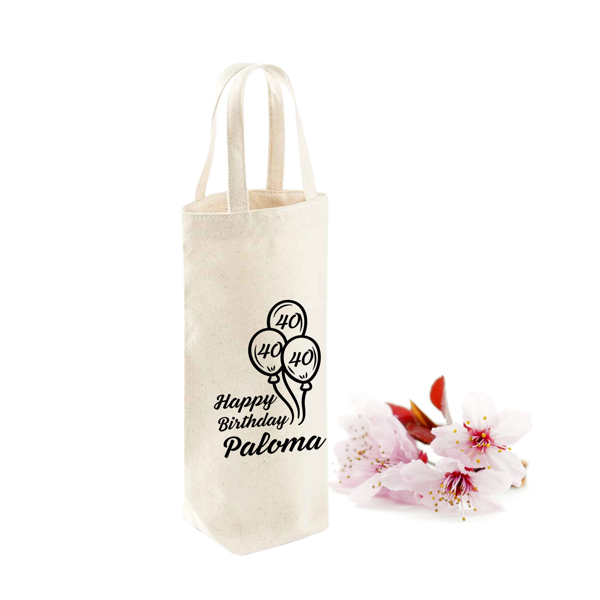 Bolsa Personalizada Para Botella De Vino – Regalo De Cumpleaños Con Nombre Y Edad, Color Marrón Yute