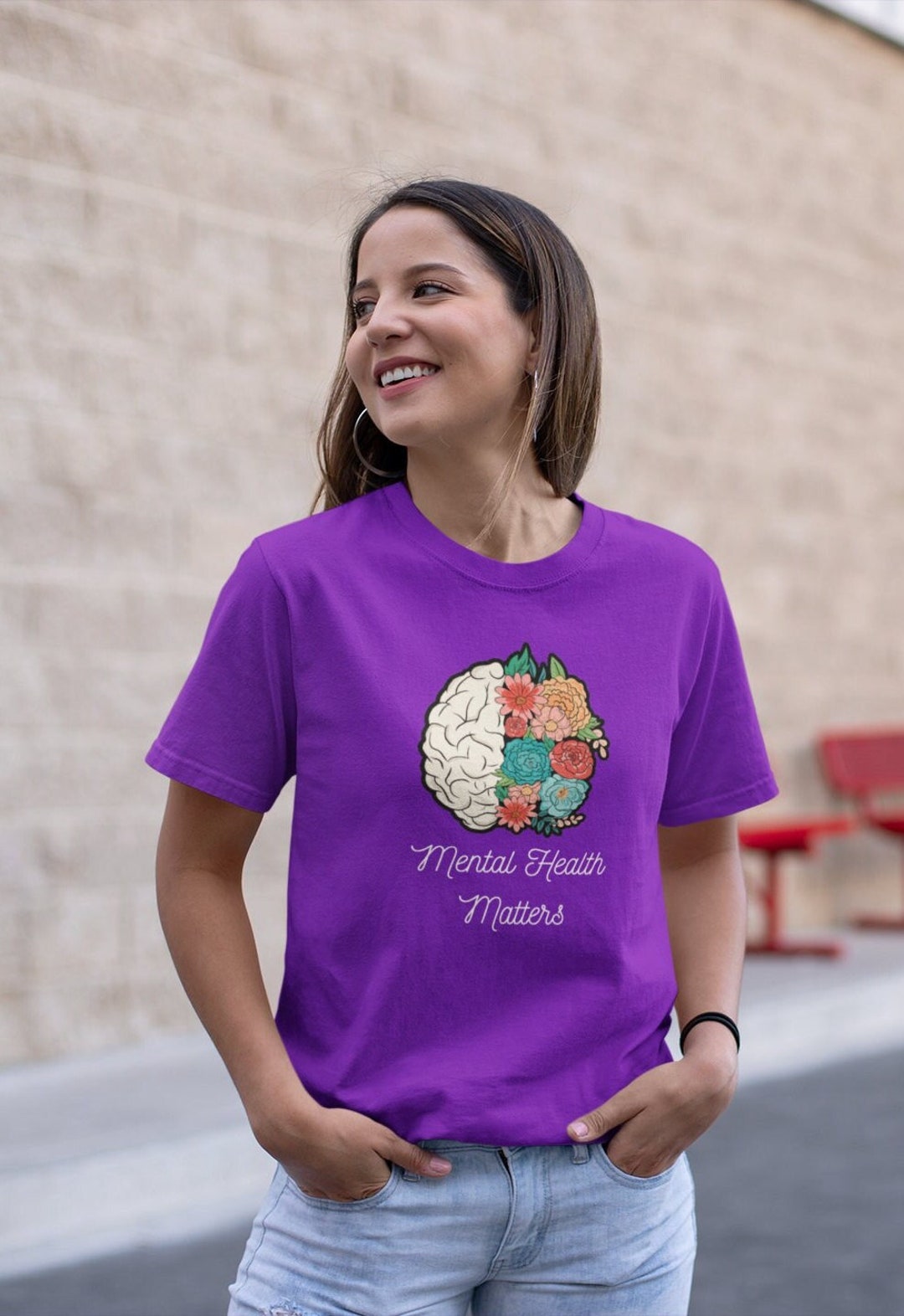 Mental Health Matters T-shirt: Floral Brain Graphic, Self-care Clothing ...