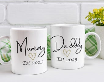 New Mum Mug - New Dad Mug - Mummy and Daddy to be - New Parent Gift - Baby Shower Gift - Cute ceramic coffee, tea, hot chocolate cup