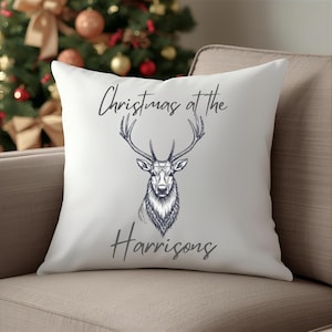 Personalized Reindeer Christmas Cushion: Festive Holiday Decor