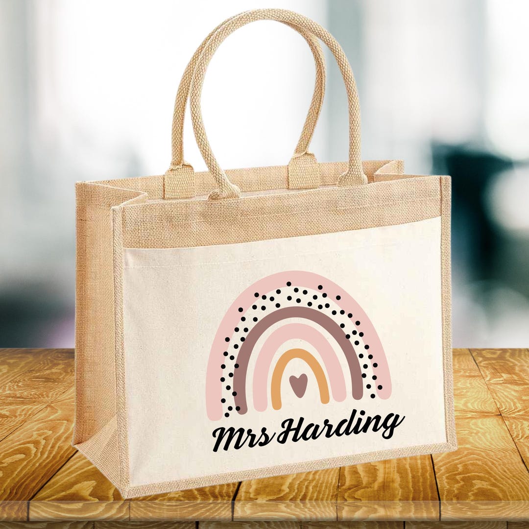 Personalized Teacher Tote Bag: Rainbow Gift, End of Year - Etsy