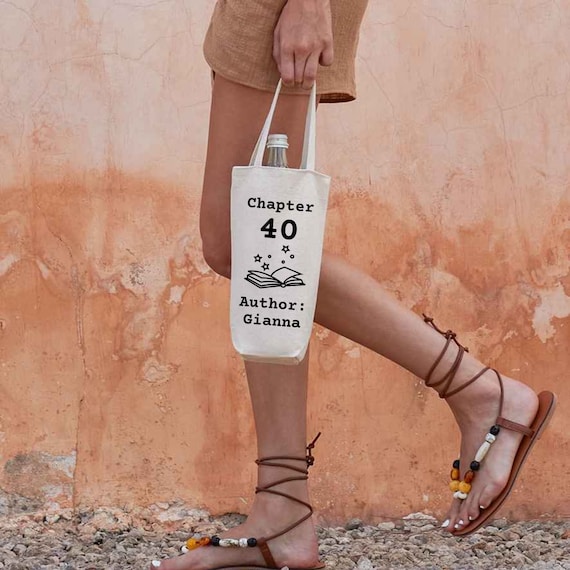 Borsa Portavino Divertente Per 40° Compleanno, Regalo Originale In Lino Con Scritta Umoristica, Adatta Per Bottiglia 750 Ml