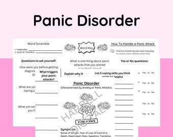 Digital Panic Disorder Worksheet, Printable Anxiety Worksheet, Panic Attack Worksheet, Anxiety Relief Printable, Stress Management Print