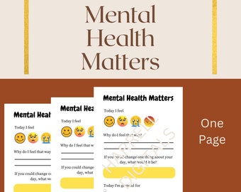 Hoja de trabajo digital sobre salud mental, hojas de trabajo digitales sobre ansiedad, hoja de trabajo sobre bienestar, plantilla de autocuidado, salud mental, descarga instantánea