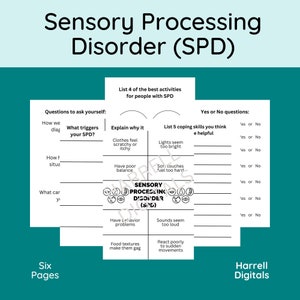 Sensory Processing Worksheet, Autism And Sensory Processing Worksheets, Occupational Therapy, Attention-Deficit Coping Skills