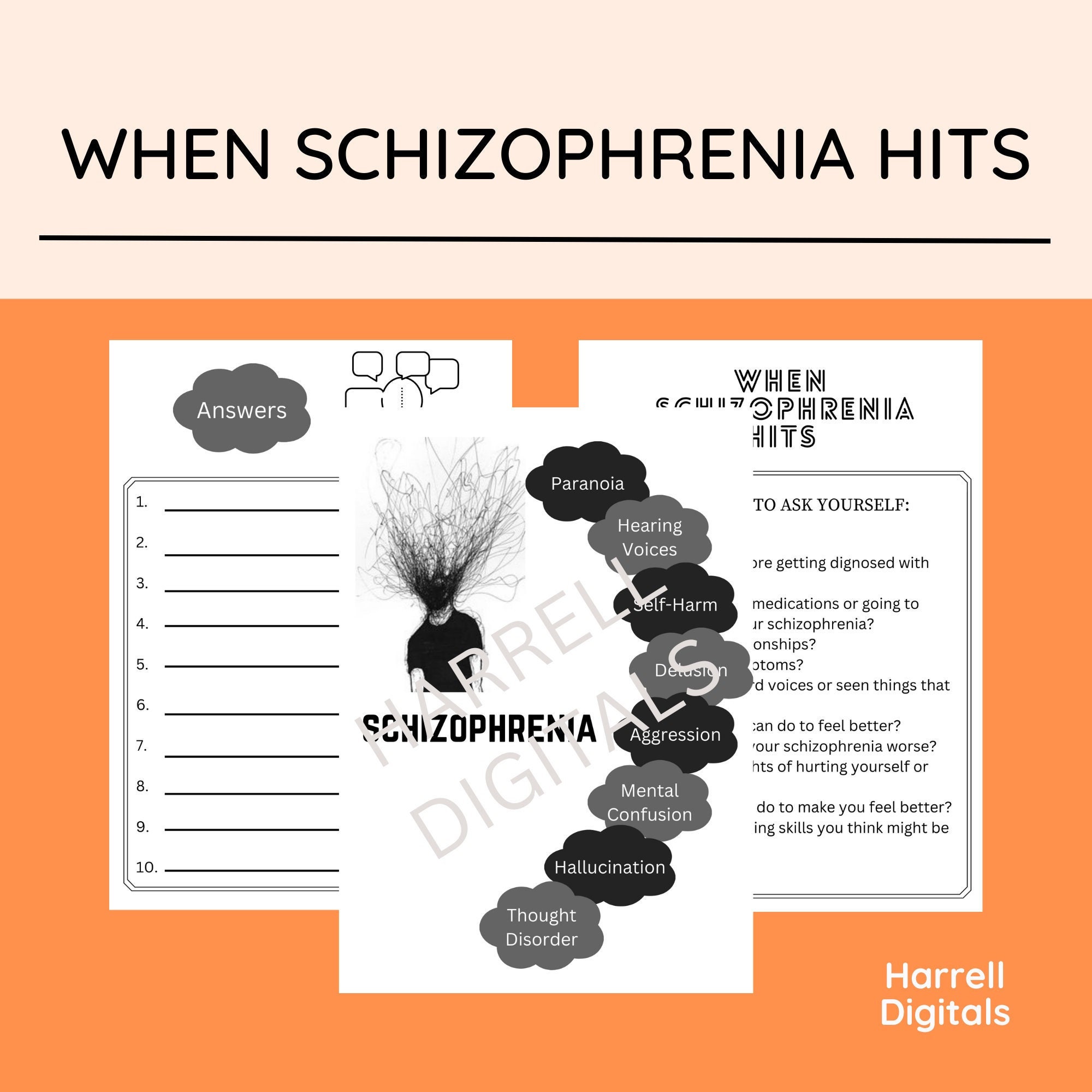 Schizophrenia Worksheet Schizophrenia Template Mental Health - Etsy