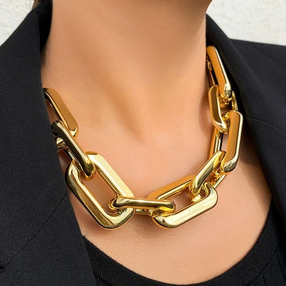 Womens Mens Padlock Lock Pendant Punk Choker Chain Necklace Jewelry  Gold/Silver