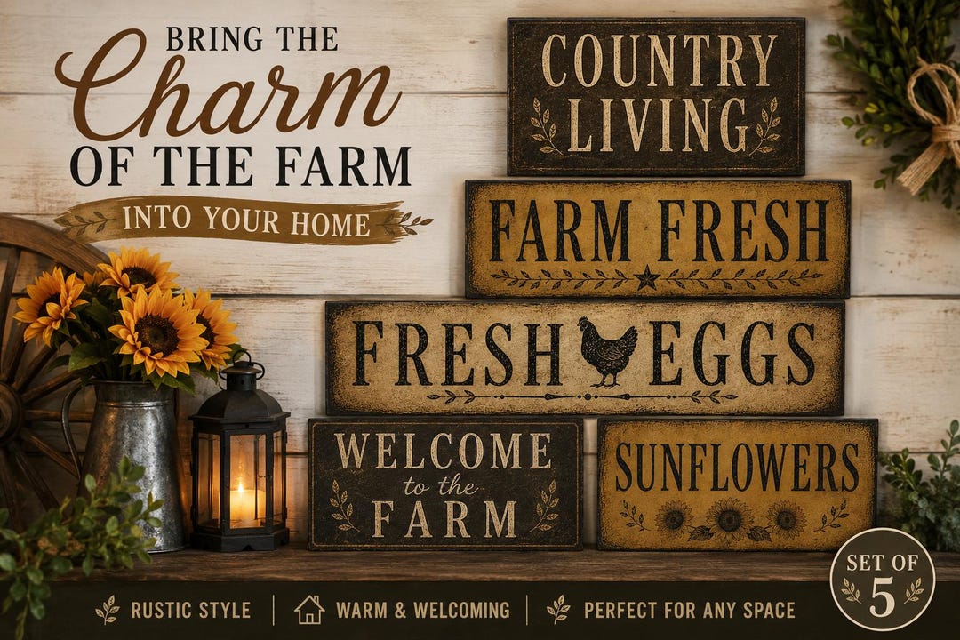 Rustic Farmhouse Printable Signs | Primitive Country Decor Bundle ...